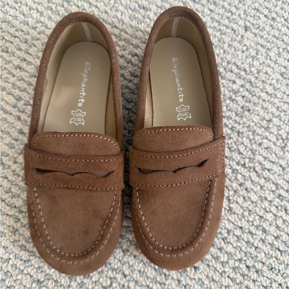 Boys size 30 Elephantito Brown Suede Loafers